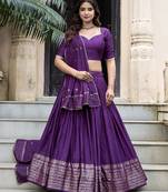 Ready To Wear Lehenga & Unstitched Blouse With Dupatta Free Size Upto 42