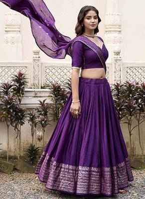 Ready To Wear Lehenga & Unstitched Blouse With Dupatta Free Size Upto 42 3
