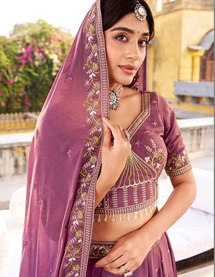 Embroidered Thread Work Ready To Wear Lehenga & Blouse With Dupatta Free Size Upto 42 2
