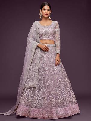 Embellished Semi-Stitched Lehenga & Unstitched Blouse With Dupatta Free Size Upto 42 1