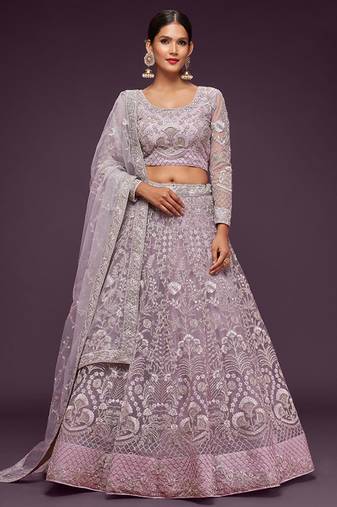 Embellished Semi-Stitched Lehenga & Unstitched Blouse With Dupatta Free Size Upto 42