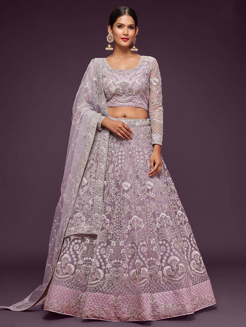 Embellished Semi-Stitched Lehenga & Unstitched Blouse With Dupatta Free Size Upto 42