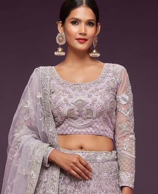 Embellished Semi-Stitched Lehenga & Unstitched Blouse With Dupatta Free Size Upto 42 2