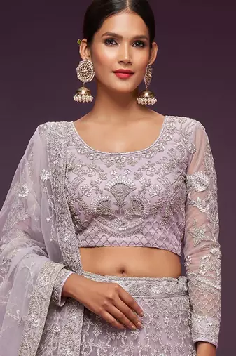 Embellished Semi-Stitched Lehenga & Unstitched Blouse With Dupatta Free Size Upto 42