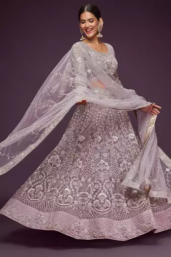 Embellished Semi-Stitched Lehenga & Unstitched Blouse With Dupatta Free Size Upto 42