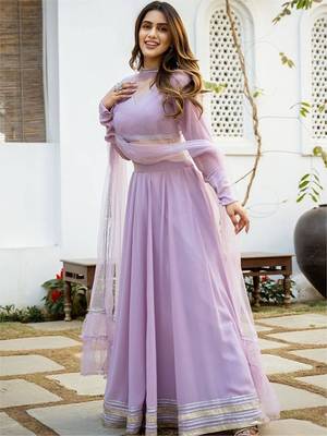 Semi-Stitched Lehenga & Unstitched Blouse With Dupatta Free Size Upto 42 3