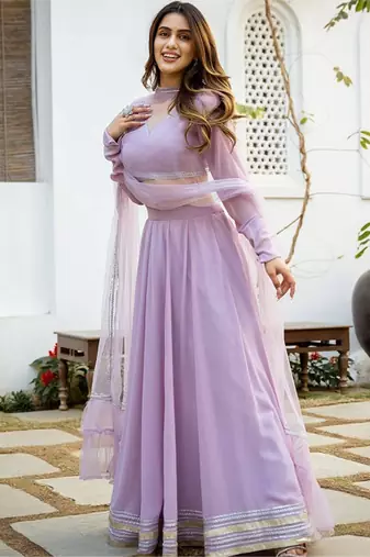 Semi-Stitched Lehenga & Unstitched Blouse With Dupatta Free Size Upto 42