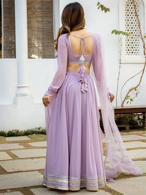 Semi-Stitched Lehenga & Unstitched Blouse With Dupatta Free Size Upto 42 4