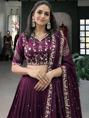 Embroidered Semi-Stitched Lehenga & Unstitched Blouse With Dupatta Free Size Upto 42 3