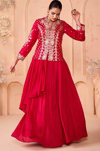 Embroidered Ready To Wear Lehenga & Choli Free Size Upto 42