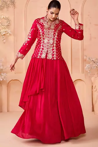 Embroidered Ready To Wear Lehenga & Choli Free Size Upto 42