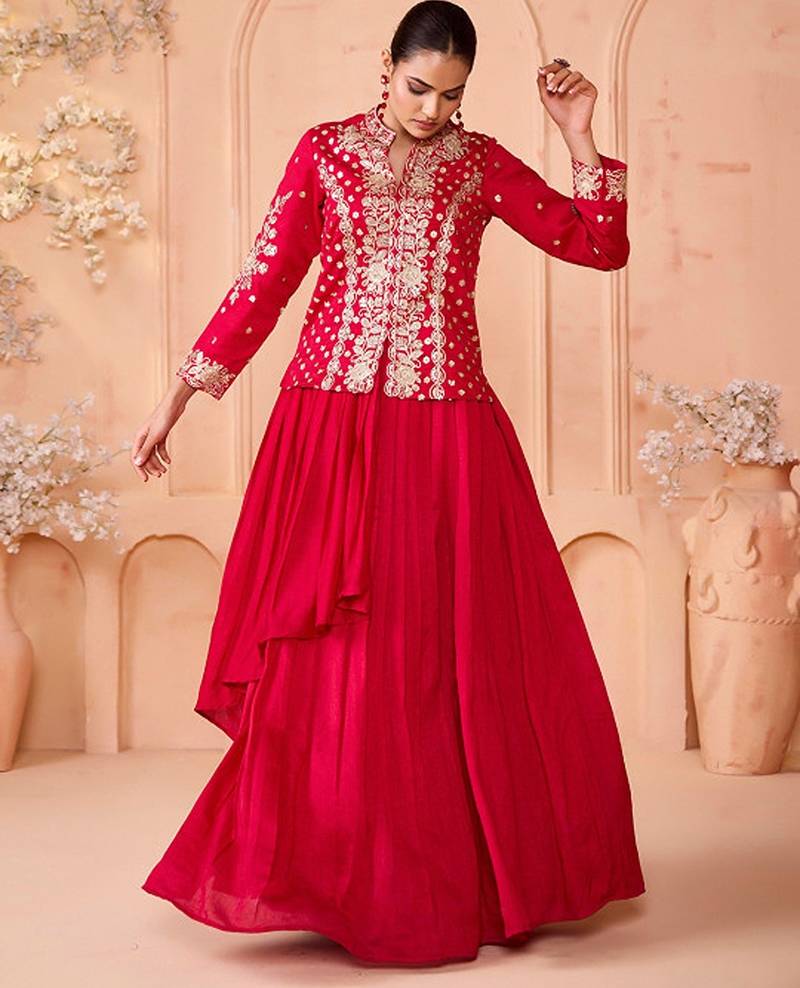 Embroidered Ready To Wear Lehenga & Choli Free Size Upto 42