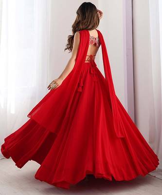 Embroidered Sequinned Ready To Wear Lehenga & Blouse With Dupatta Free Size Upto 42 4