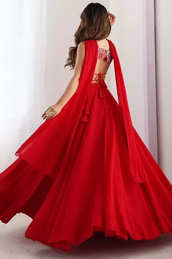 Embroidered Sequinned Ready To Wear Lehenga & Blouse With Dupatta Free Size Upto 42