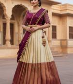 Embroidered Semi-Stitched Lehenga & Blouse With Dupatta Free Size Upto 42