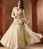 Embroidered Thread Work Ready To Wear Lehenga & Free Size Upto 42