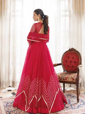 Organza Ready To Wear Lehenga & Blouse With Dupatta Free Size Upto 42 3