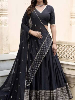Ready To Wear Lehenga & Unstitched Blouse With Dupatta Free Size Upto 42 2
