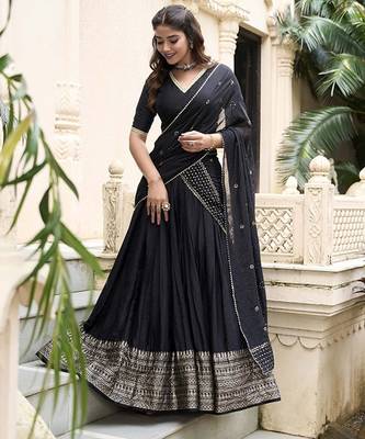 Ready To Wear Lehenga & Unstitched Blouse With Dupatta Free Size Upto 42 3