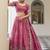 Embroidered Thread Work Semi-Stitched Lehenga & Blouse With Dupatta Free Size Upto 42