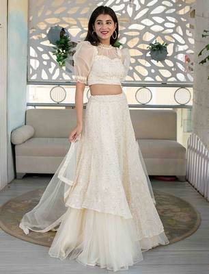 Embroidered Thread Work Ready To Wear Lehenga & Blouse Free Size Upto 42 2