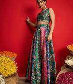 Printed Sequinned Ready To Wear Lehenga Choli Free Size Upto 42