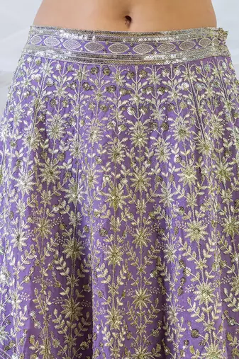 Embroidered Sequinned Semi-Stitched Lehenga & Unstitched Blouse With Dupatta Free Size Upto 42