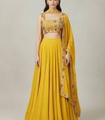 Embroidered Thread Work Ready To Wear Lehenga & Blouse With Dupatta Free Size Upto 42