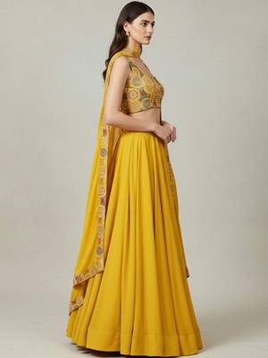 Embroidered Thread Work Ready To Wear Lehenga & Blouse With Dupatta Free Size Upto 42 3