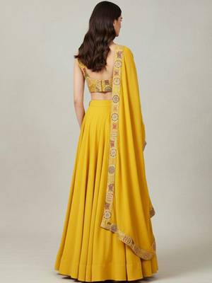 Embroidered Thread Work Ready To Wear Lehenga & Blouse With Dupatta Free Size Upto 42 4