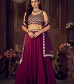 Embellished Thread Work Semi-Stitched Lehenga & Unstitched Blouse With Dupatta Free Size Upto 42