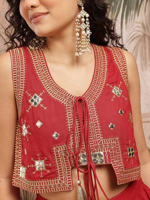 Zari Embroidered Tie-Up Neck Ready To Wear Lehenga Choli Free Size Upto 42 2