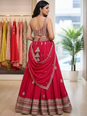 Embellished Sequinned Semi-Stitched Lehenga & Unstitched Blouse With Dupatta Free Size Upto 42 2