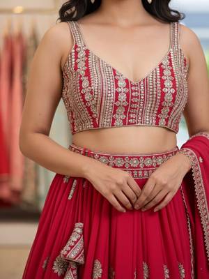 Embellished Sequinned Semi-Stitched Lehenga & Unstitched Blouse With Dupatta Free Size Upto 42 3