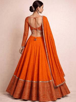 Embroidered Semi-Stitched Lehenga & Unstitched Blouse With Dupatta Free Size Upto 42 2