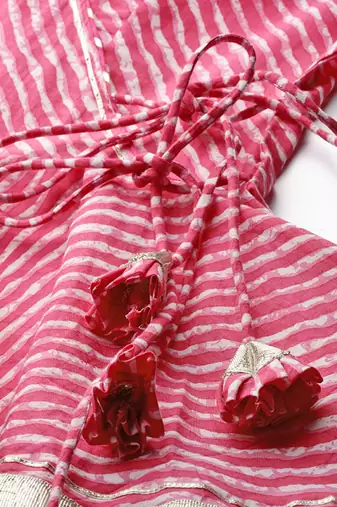 Pink & White Printed Ready To Wear Lehenga & Blouse With Dupatta Free Size Upto 42