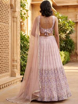 Embroidered Thread Work Semi-Stitched Lehenga & Blouse With Dupatta Free Size Upto 42 3