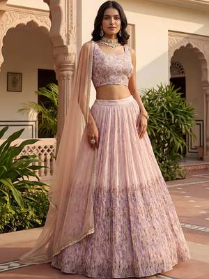 Embroidered Thread Work Semi-Stitched Lehenga & Blouse With Dupatta Free Size Upto 42 4