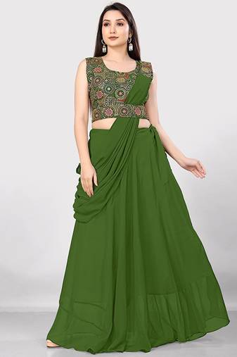 Embroidered Lehenga Saree Free Size Upto 42