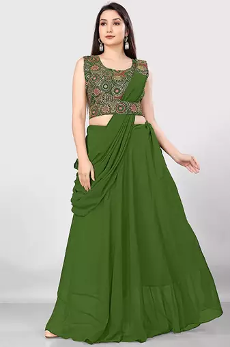 Embroidered Lehenga Saree Free Size Upto 42