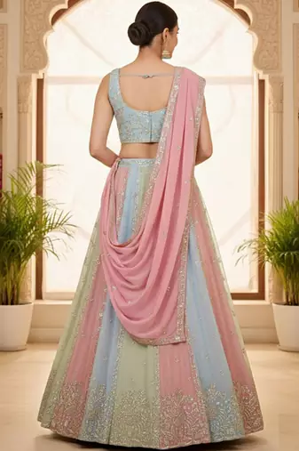 Embellished Sequinned Semi-Stitched Lehenga & Unstitched Blouse With Dupatta Free Size Upto 42