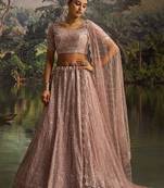 Embroidered Sequinned Semi-Stitched Lehenga & Unstitched Blouse With Dupatta Free Size Upto 42