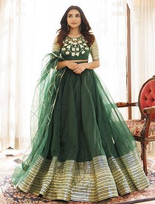Embroidered Organza Ready To Wear Lehenga & Blouse With Dupatta Free Size Upto 42 1