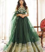 Embroidered Organza Ready To Wear Lehenga & Blouse With Dupatta Free Size Upto 42