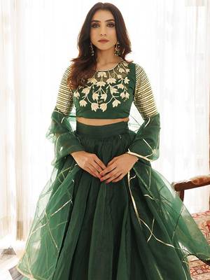 Embroidered Organza Ready To Wear Lehenga & Blouse With Dupatta Free Size Upto 42 2