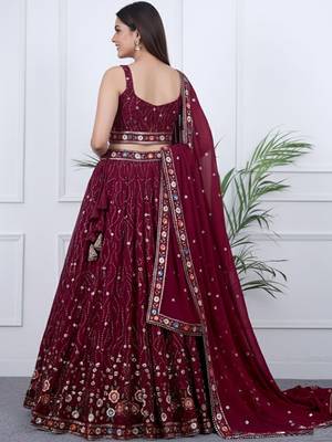 Embroidered Sequinned Ready To Wear Lehenga & Blouse With Dupatta Free Size Upto 42 4