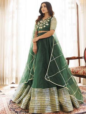 Embroidered Organza Ready To Wear Lehenga & Blouse With Dupatta Free Size Upto 42 3