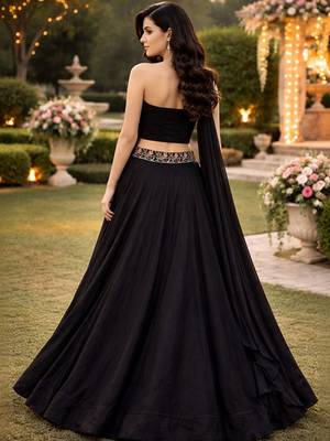 Embroidered Sequinned Ready To Wear Lehenga & Unstitched Blouse With Dupatta Free Size Upto 42 2