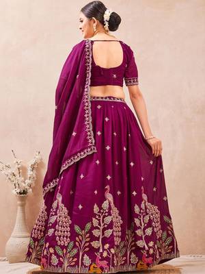 Embroidered Thread Work Ready To Wear Lehenga & Blouse With Dupatta Free Size Upto 42 2