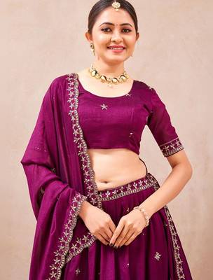 Embroidered Thread Work Ready To Wear Lehenga & Blouse With Dupatta Free Size Upto 42 3